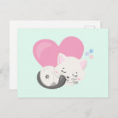Sweet Kitty Cat Slapen met een groot hart achterin Briefkaart (Voorkant / Achterkant)