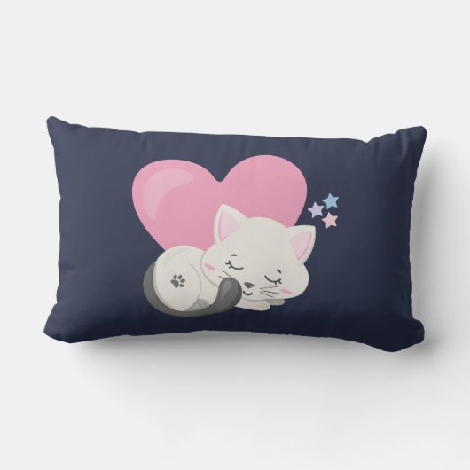 Sweet Kitty Cat Slapen met een groot hart achterin Kussen (Achterkant)