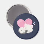 Sweet Kitty Cat Slapen met een groot hart achterin Magneet (Voorkant / Achterkant)