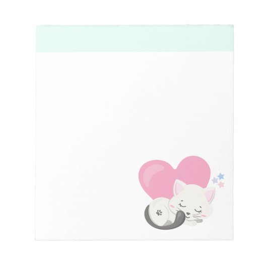 Sweet Kitty Cat Slapen met een groot hart achterin Notitieblok (Voorkant)