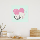 Sweet Kitty Cat Slapen met een groot hart achterin Poster (Keuken)