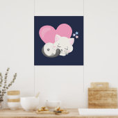 Sweet Kitty Cat Slapen met een groot hart achterin Poster (Keuken)