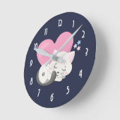 Sweet Kitty Cat Slapen met een groot hart achterin Ronde Klok (Hoek)