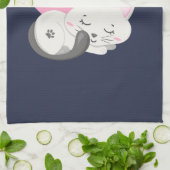 Sweet Kitty Cat Slapen met een groot hart achterin Theedoek (Gevouwen)