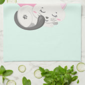 Sweet Kitty Cat Slapen met een groot hart achterin Theedoek (Gevouwen)