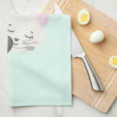 Sweet Kitty Cat Slapen met een groot hart achterin Theedoek (Quarter Fold)