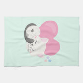 Sweet Kitty Cat Slapen met een groot hart achterin Theedoek (Horizontaal)