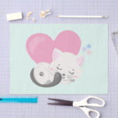 Sweet Kitty Cat Slapen met een groot hart achterin Tissuepapier (Craft)