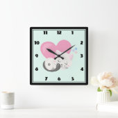 Sweet Kitty Cat Slapen met een groot hart achterin Vierkante Klok (Huis)