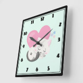 Sweet Kitty Cat Slapen met een groot hart achterin Vierkante Klok (Hoek)