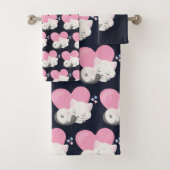 Sweet Kitty Cat Slapen met een groot roze hart Bad Handdoek (Insitu)
