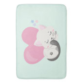 Sweet Kitty Cat Slapen met een groot roze hart Badmat (Voorkant Verticaal)
