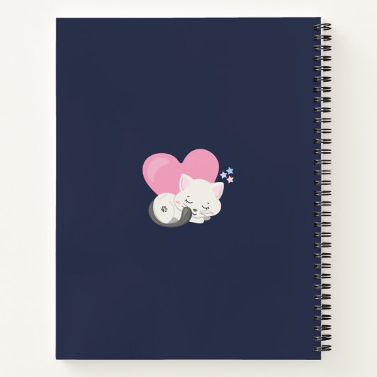 Sweet Kitty Cat Slapen met een groot roze hart Notitieboek (Achterkant)