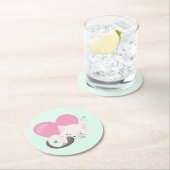 Sweet Kitty Cat Slapen met een groot roze hart Ronde Kartonnen Onderzetter (Insitu)