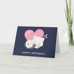 Sweet Kitty Cat Slapen met een grote hartdag Kaart