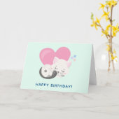 Sweet Kitty Cat Slapen met een grote hartdag Kaart (Gele Bloem)