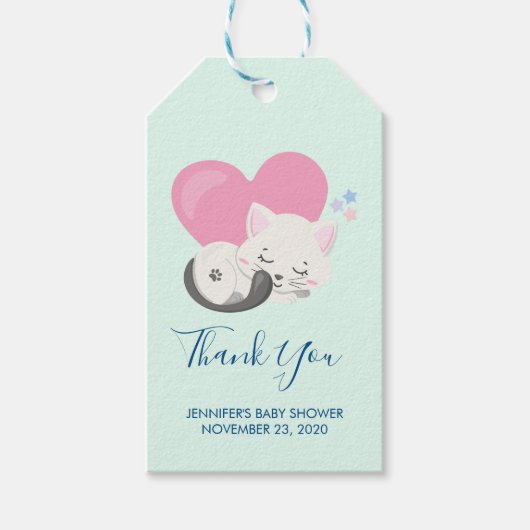 Sweet Kitty Cat Slapen met een hart Cadeaulabel (Voorkant)