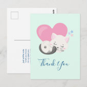 Sweet Kitty Cat Slapen met een hart Dank je Briefkaart (Voorkant / Achterkant)