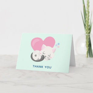 Sweet Kitty Cat Slapen met een hart Dank je Kaart