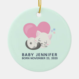 Sweet Kitty Cat Slapen met een hartslag Baby Keramisch Ornament