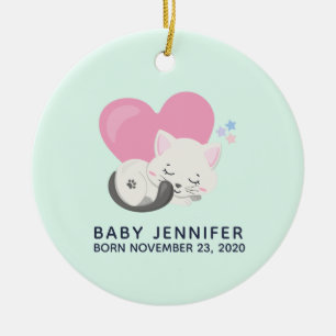 Sweet Kitty Cat Slapen met een hartslag Baby Keramisch Ornament