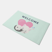 Sweet Kitty Cat Slapen met een roze hartslag Welko Deurmat (Schuin)