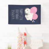 Sweet Kitty Cat Slapen met roze hart Birthday Spandoek (Insitu)