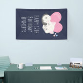 Sweet Kitty Cat Slapen met roze hart Birthday Spandoek (Beurs)