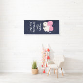 Sweet Kitty Cat Slapen met roze hart Birthday Spandoek (Insitu)
