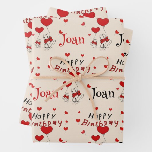 Sweet Kitty Cats Bring Verjaardagswensen Naam toev Inpakpapier Vel (In situ)