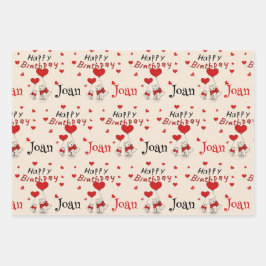 Sweet Kitty Cats Bring Verjaardagswensen Naam toev Inpakpapier Vel