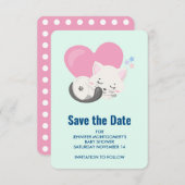Sweet Kitty kat slapen met een groot hart Save The Date (Voorkant / Achterkant)