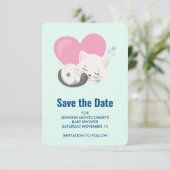 Sweet Kitty kat slapen met een groot hart Save The Date (Staand voorkant)