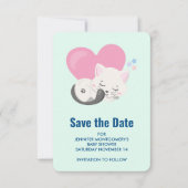 Sweet Kitty kat slapen met een groot hart Save The Date (Voorkant)