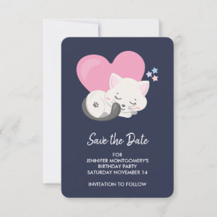 Sweet Kitty kat slapen met een groot hart Save The Date