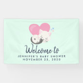 Sweet Kitty kat slapen met roze hart douche Spandoek (Horizontaal)