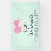 Sweet Kitty kat slapen met roze hart douche Spandoek (Verticaal)
