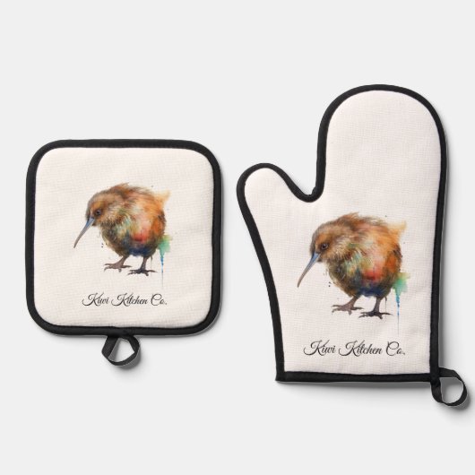 Sweet Kiwi, custom Ovenwant & Pannenlap Set (Voorkant)