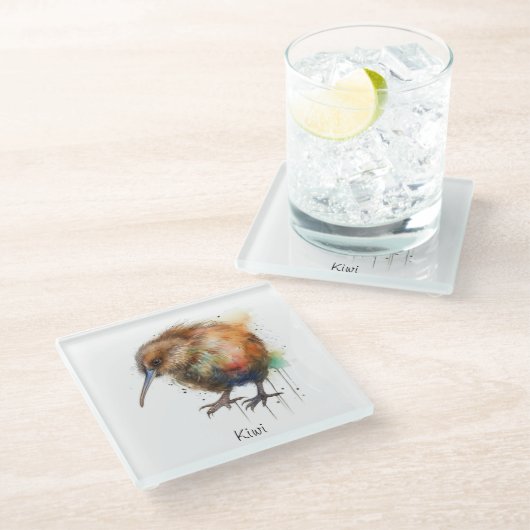 Sweet Kiwi, op maat Glazen Onderzetter (Schuin)