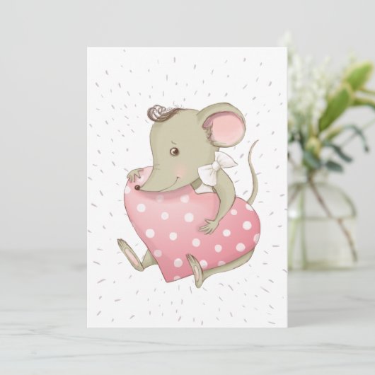 Sweet kleine muis bedankkaart (Staand voorkant)