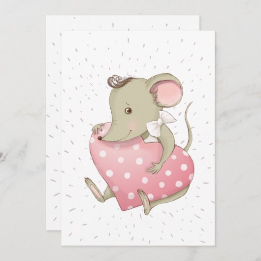 Sweet kleine muis bedankkaart (Voorkant / Achterkant)