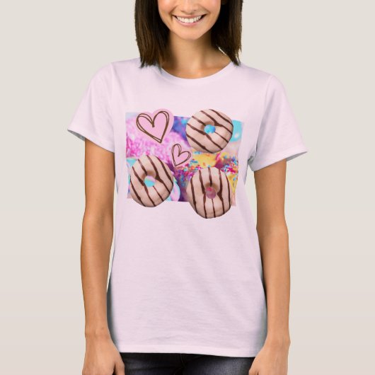 Sweet, kleurrijk, leuke regenboog donut dames T-sh T-shirt (Voorkant)