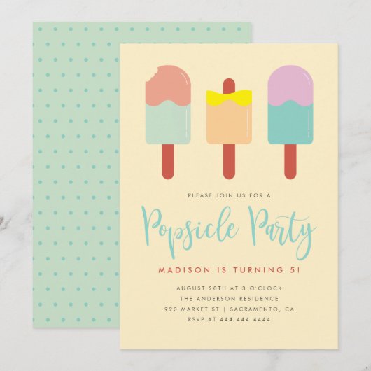 Sweet Kleurrijke Popsicle Party Zomer Verjaardag Kaart (Voorkant / Achterkant)