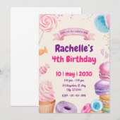 Sweet & kleurrijke verjaardagsfeestje kaart (Voorkant / Achterkant)