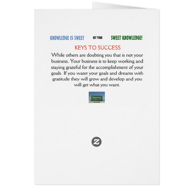 SWEET KNOWLEDGE CARD (Achterkant)