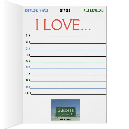 SWEET KNOWLEDGE-KAART (Binnen (Rechts))