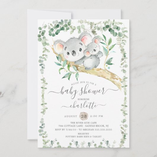 Sweet Koala Beer Baby shower Kaart (Voorkant)