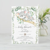 Sweet Koala Beren Triplets Baby shower Uitnodiging (Staand voorkant)