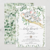 Sweet Koala Beren Triplets Baby shower Uitnodiging (Voorkant / Achterkant)