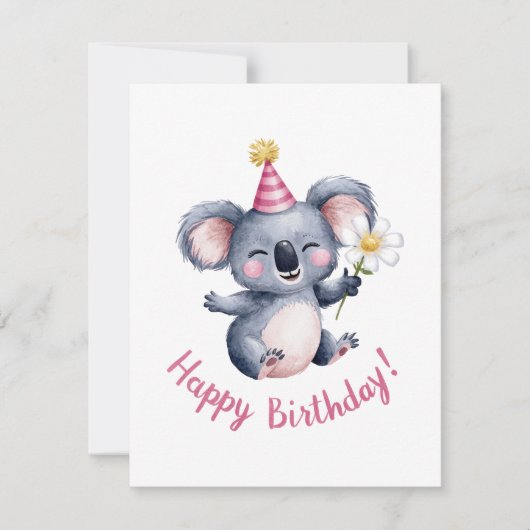 Sweet Koala Birthday Celebration Design Feestdagenkaart (Voorkant)